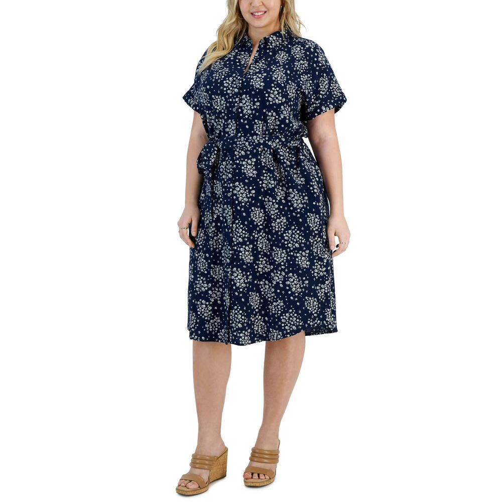 Style & Co Floral Print Shirtdress Plus‎ Size Midi Dress Women 1X NWT